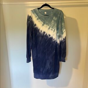 Old Navy Blue and White Long Sleeve Dress